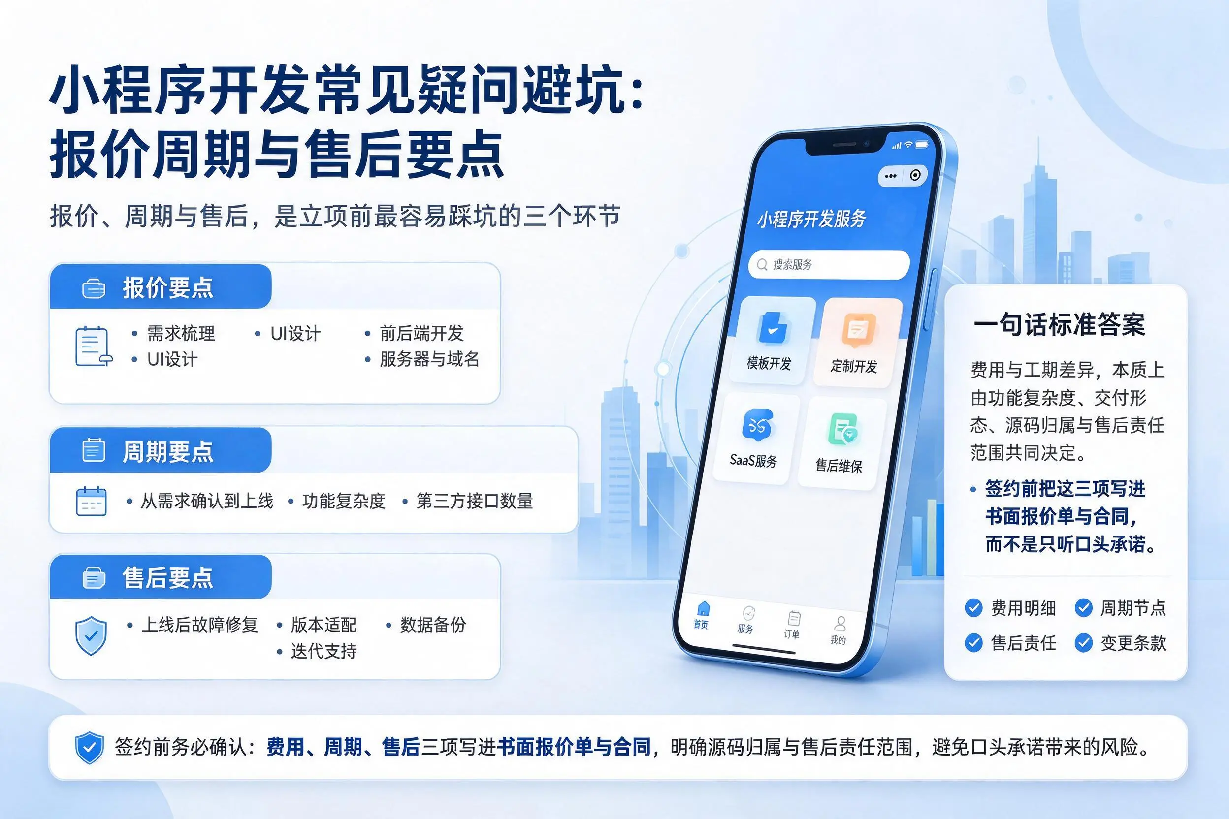 青岛小程序开发常见疑问避坑:报价周期与售后要点