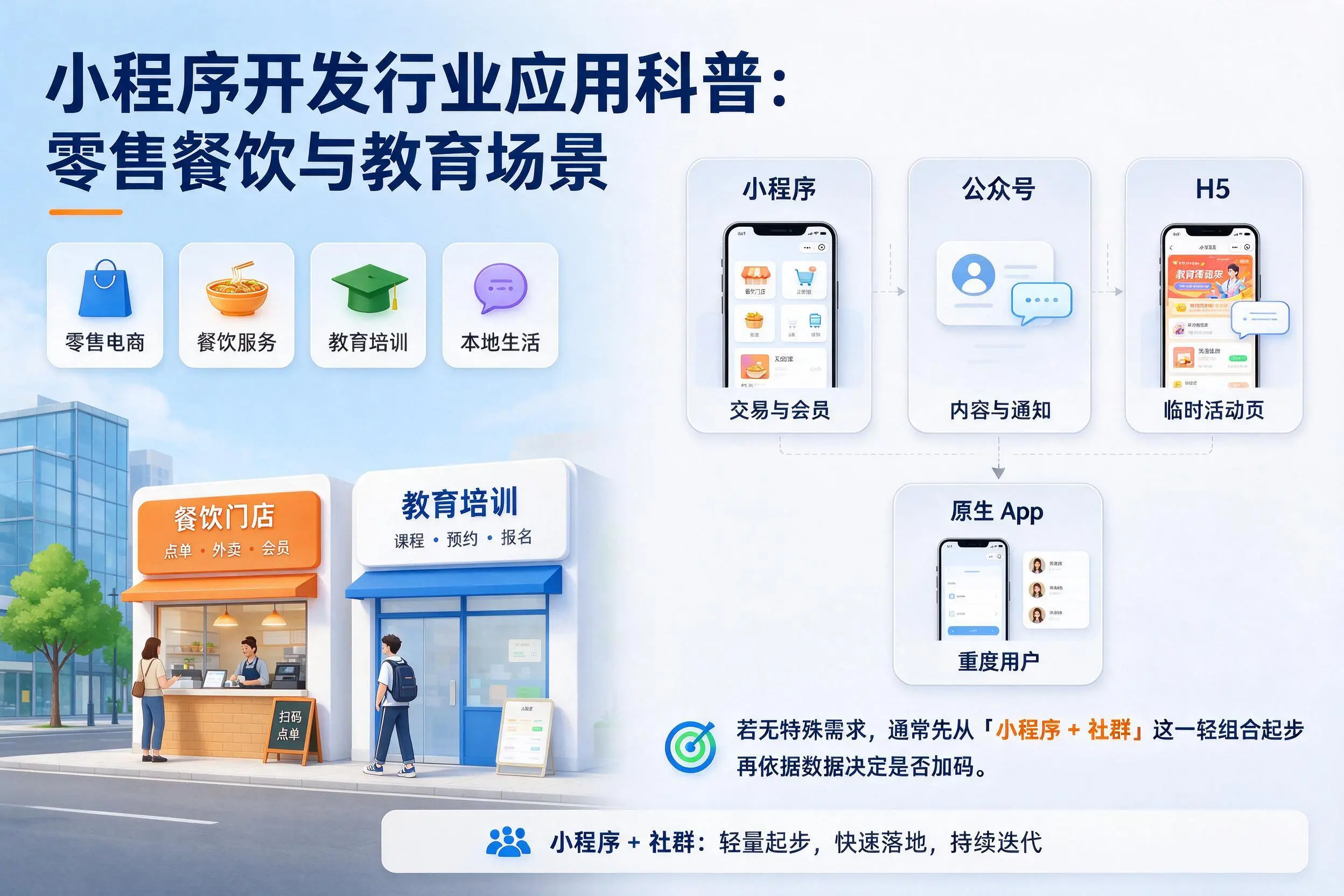 青岛小程序开发行业应用科普:零售餐饮与教育场景