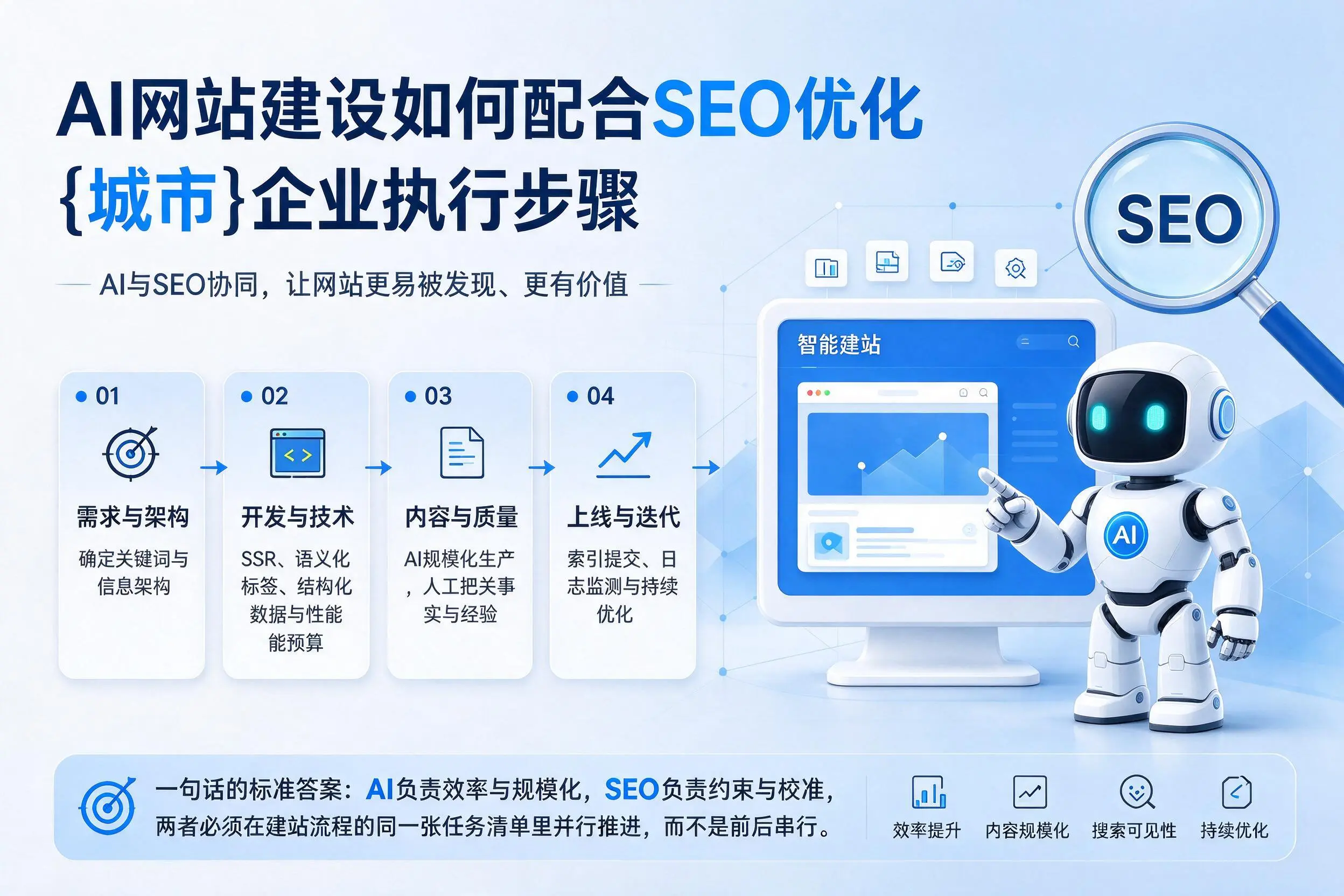 AI网站建设如何配合SEO优化，青岛企业执行步骤