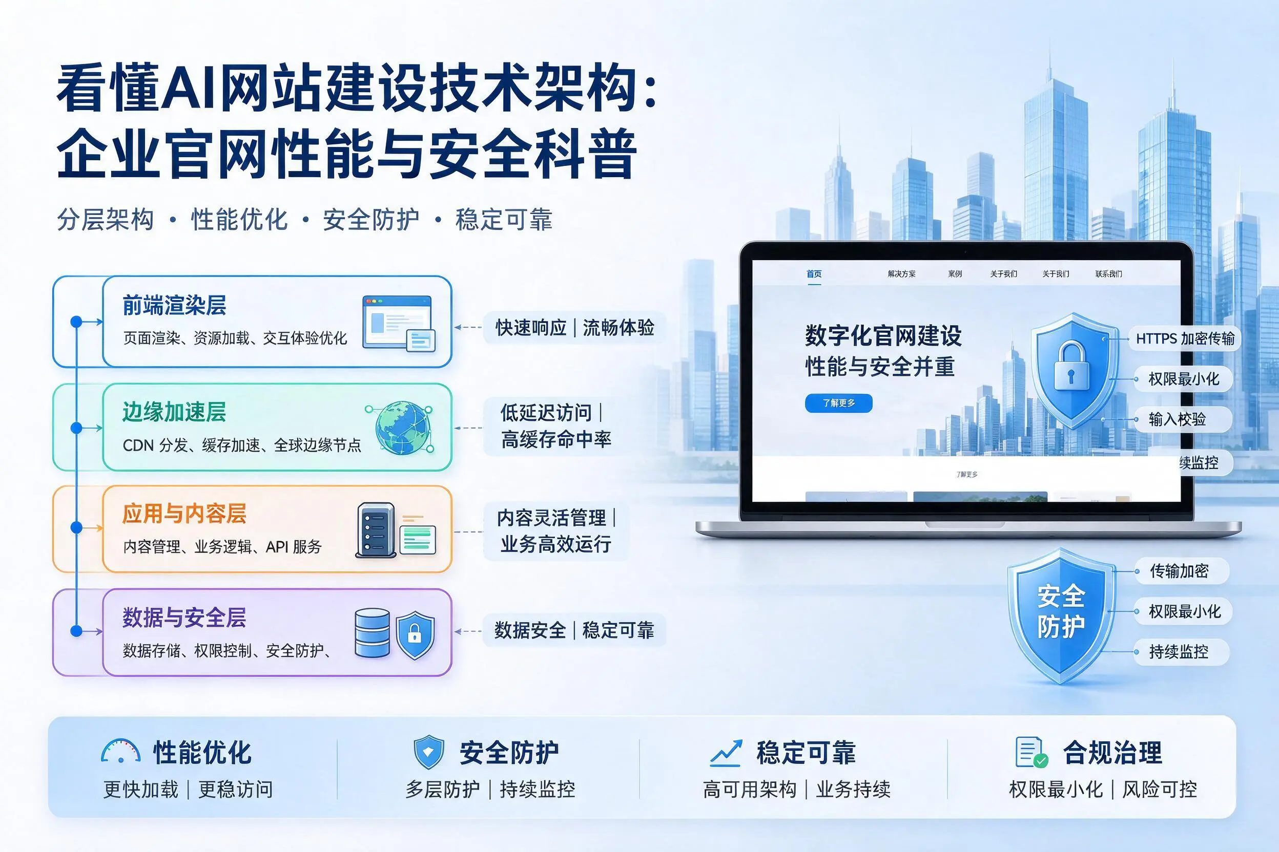 看懂AI网站建设技术架构:青岛企业官网性能与安全科普
