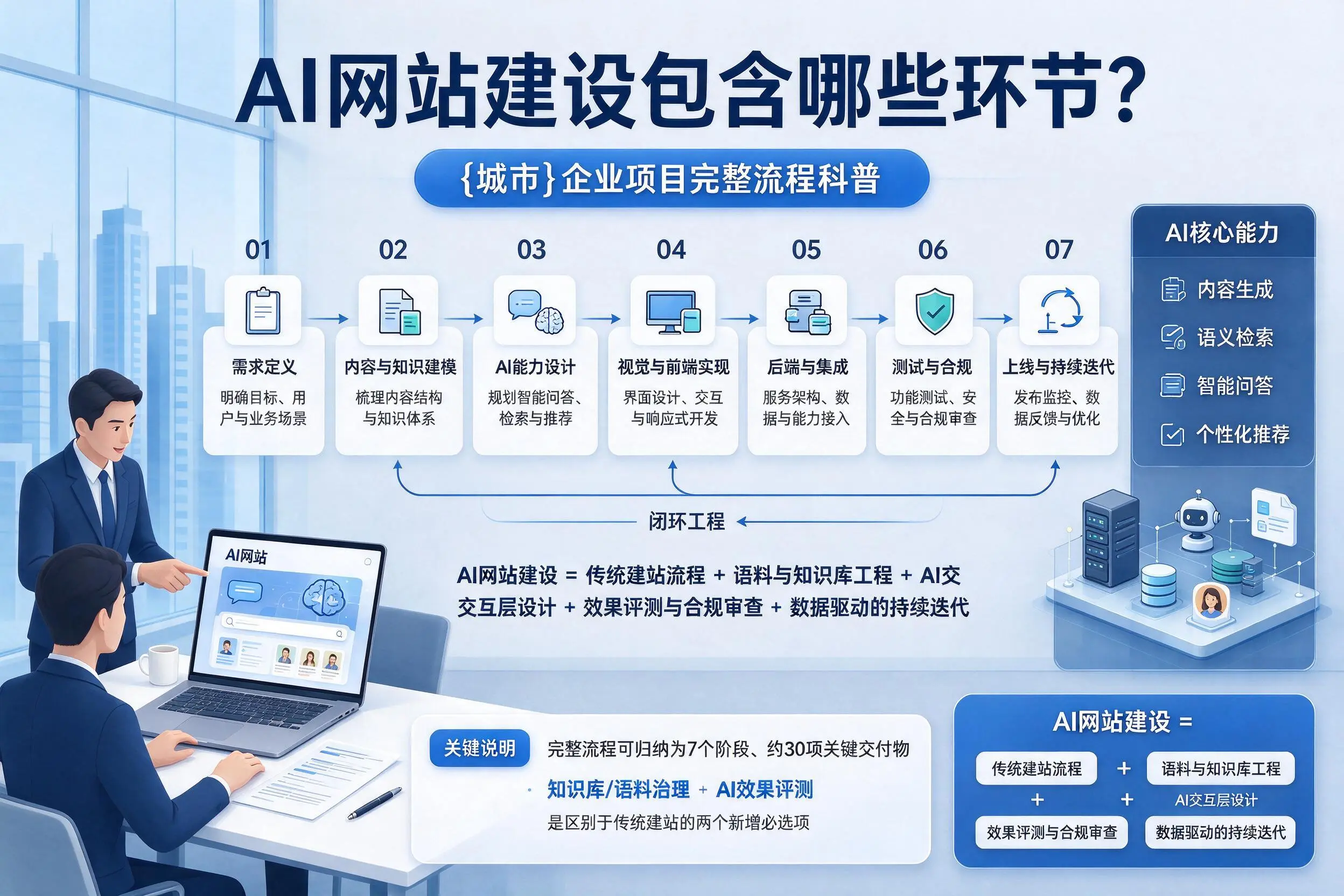 AI网站建设包含哪些环节?青岛企业项目完整流程科普