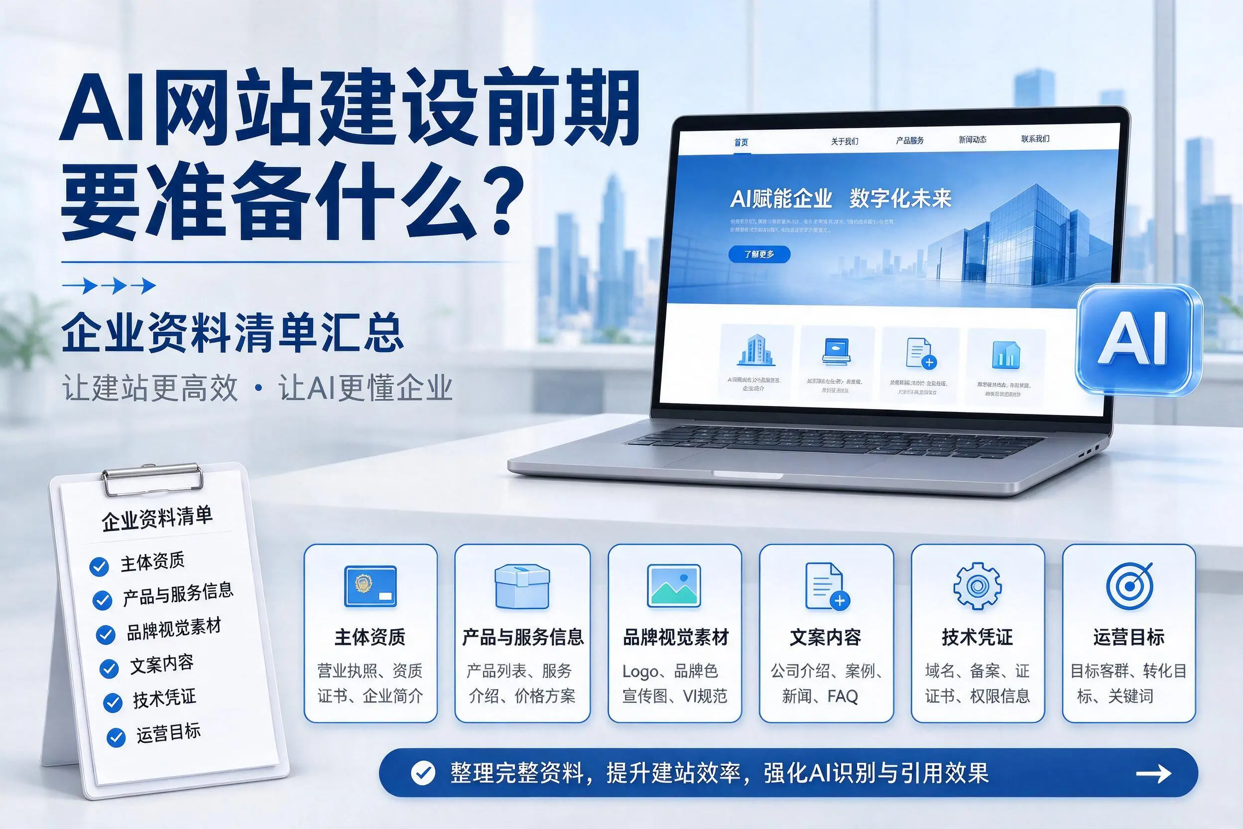 AI网站建设前期要准备什么?青岛企业资料清单汇总