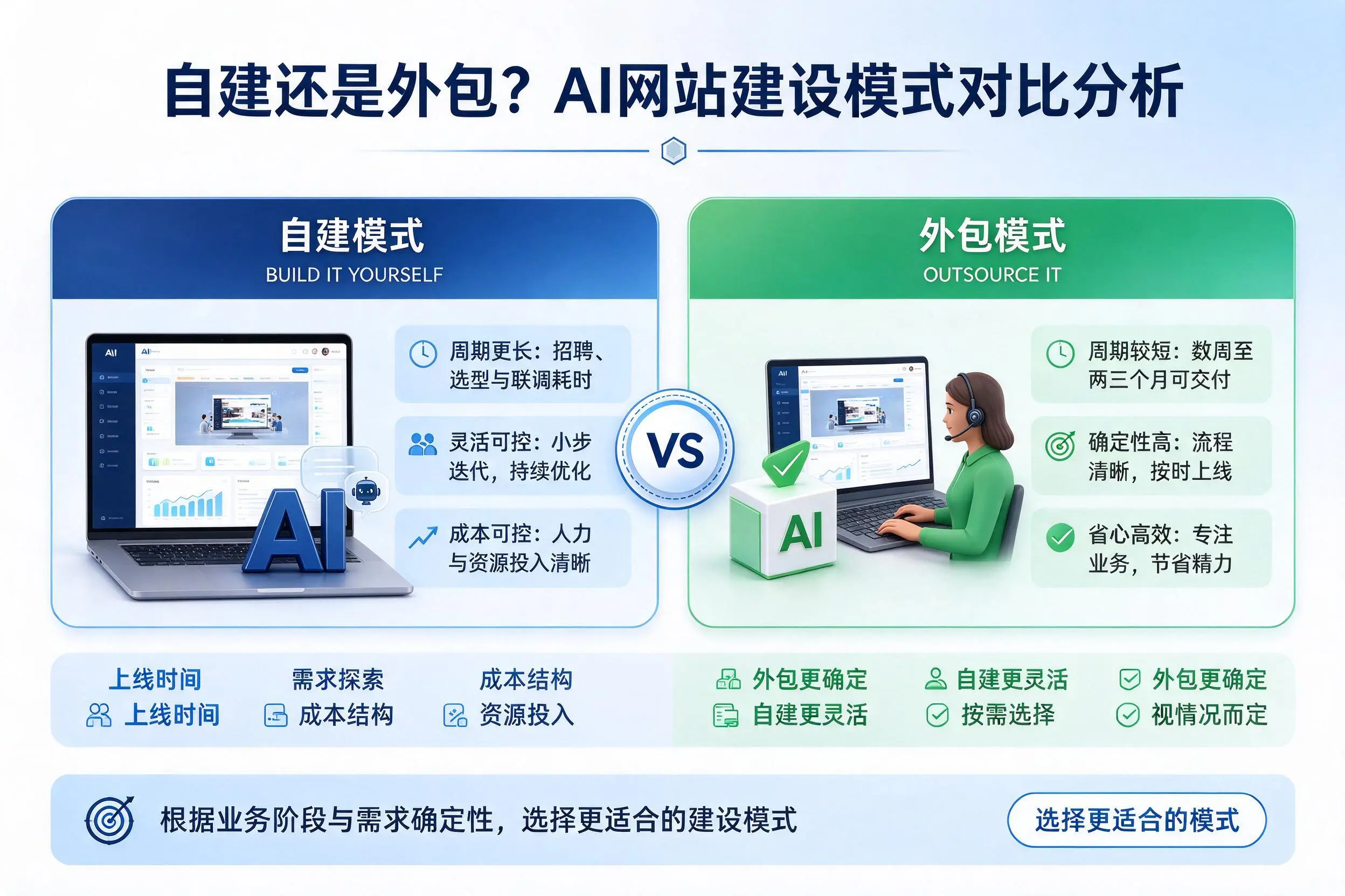 自建还是外包？青岛AI网站建设模式对比分析